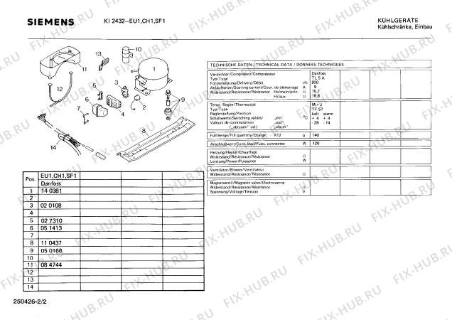 Взрыв-схема холодильника Siemens KI2432 - Схема узла 02