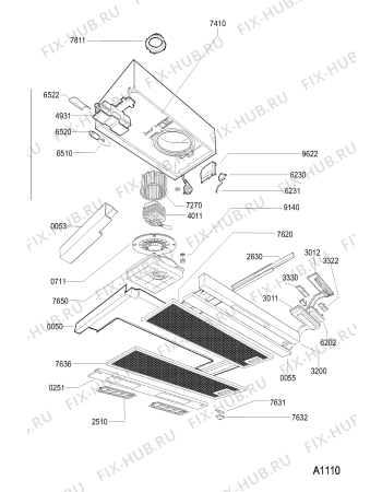 Схема №1 HOO 547 W 600 276 00 с изображением Фиксатор для электровытяжки Whirlpool 481244048259