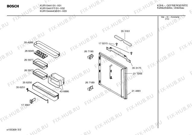 Взрыв-схема холодильника Bosch KUR15441 - Схема узла 02