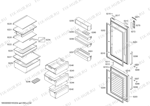 Схема №2 KGN39EI40 с изображением Дверь для холодильной камеры Bosch 00714415