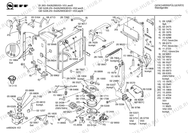 Схема №2 S4262W0GB с изображением Инструкция по эксплуатации для посудомойки Bosch 00518206
