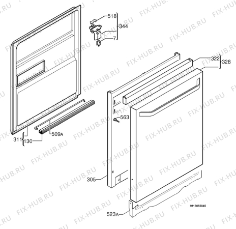 Взрыв-схема посудомоечной машины Aeg Electrolux F99020IMM - Схема узла Door 003