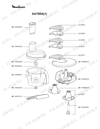 Взрыв-схема кухонного комбайна Moulinex AAT9RA(1) - Схема узла WP000352.4P3