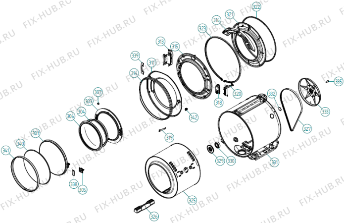 Взрыв-схема стиральной машины Asko W6984 EU   -Titanium (200034, WM70.3) - Схема узла 03