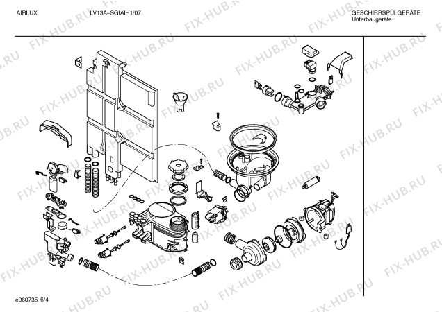 Взрыв-схема посудомоечной машины Airlux SGIAIH1 LV13A - Схема узла 04