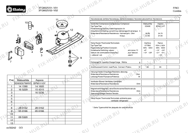 Взрыв-схема холодильника Balay 3FG6625 - Схема узла 03