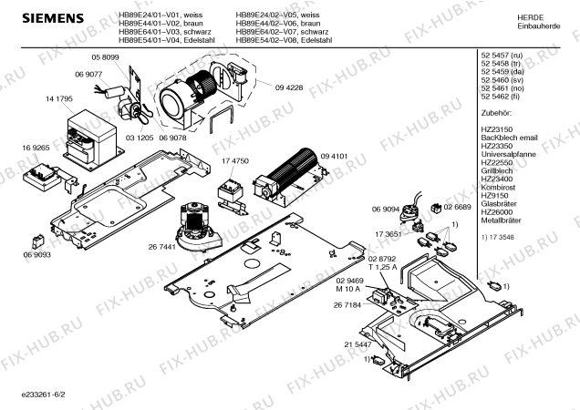 Взрыв-схема плиты (духовки) Siemens HB89E24 - Схема узла 02