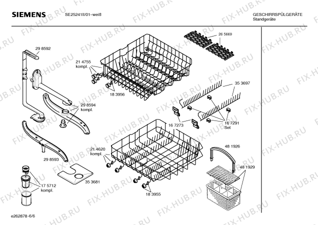 Взрыв-схема посудомоечной машины Siemens SE25241II - Схема узла 06