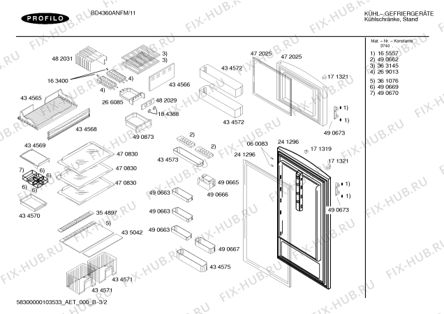 Схема №2 BD4360ANFM с изображением Клапан для холодильной камеры Bosch 00435042