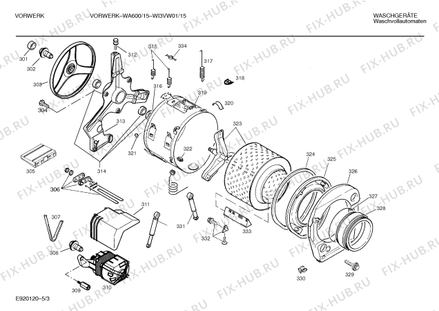 Схема №3 WI3VW01 VORWERK WA600 с изображением Ручка для стиралки Bosch 00088757