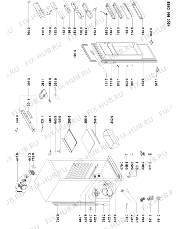 Схема №1 MUR1438TXGS с изображением Часть корпуса для холодильной камеры Whirlpool 481051041314