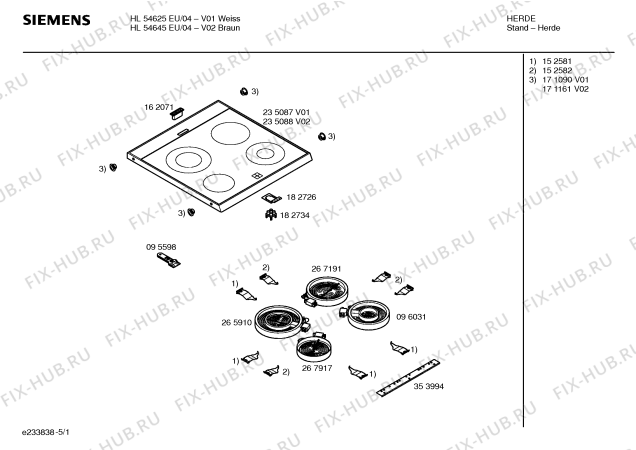 Схема №3 HL54645EU с изображением Фронтальное стекло для плиты (духовки) Siemens 00354194