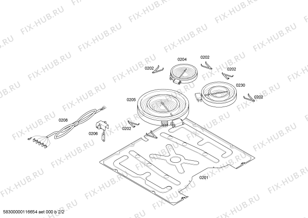 Схема №2 3ET738P с изображением Стеклокерамика для плиты (духовки) Bosch 00476697