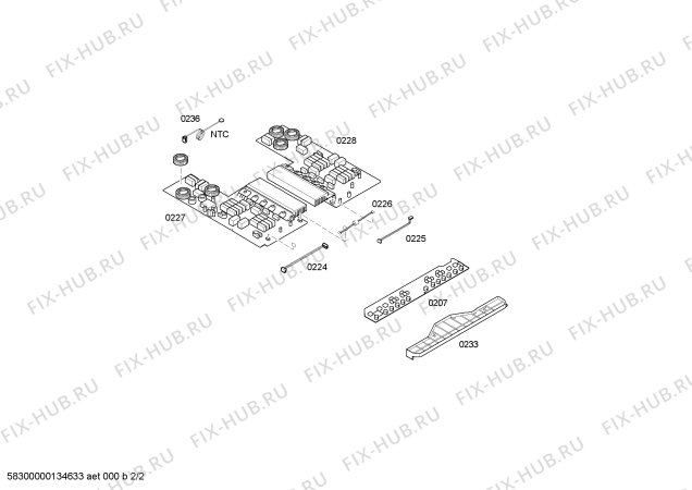 Схема №2 EI645EC11 с изображением Блок подключения для плиты (духовки) Bosch 00427161