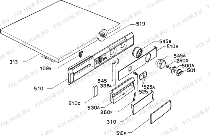 Взрыв-схема стиральной машины Zanussi ZF71.80 - Схема узла Command panel 037