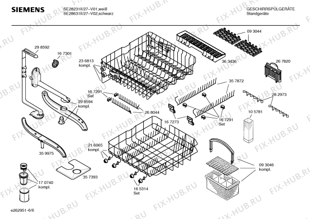 Взрыв-схема посудомоечной машины Siemens SE28231II white edition - Схема узла 06