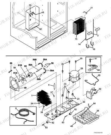 Взрыв-схема холодильника Electrolux ENL62981KX3 - Схема узла Cooling system 017