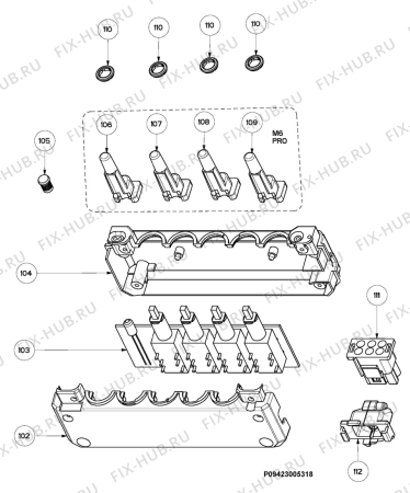 Взрыв-схема вытяжки Zanussi ZHC931X - Схема узла Section 2