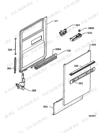 Взрыв-схема посудомоечной машины Zanussi ID4104B - Схема узла Door 003