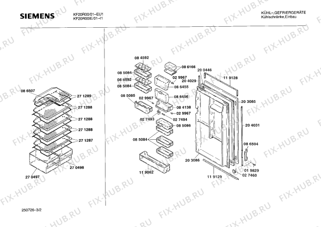 Взрыв-схема холодильника Siemens KF20R00IE - Схема узла 02