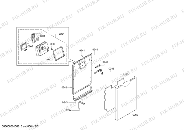 Взрыв-схема посудомоечной машины Bosch SPS40E38EU, Silence Plus - Схема узла 02