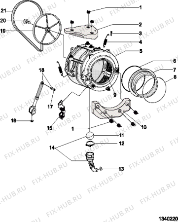 Взрыв-схема стиральной машины Hotpoint-Ariston VML7082B (F088955) - Схема узла