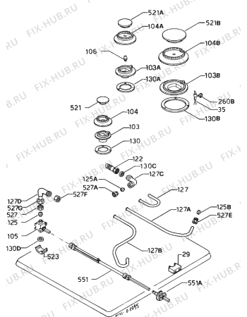 Взрыв-схема плиты (духовки) Zanussi Z031W - Схема узла Functional parts 267