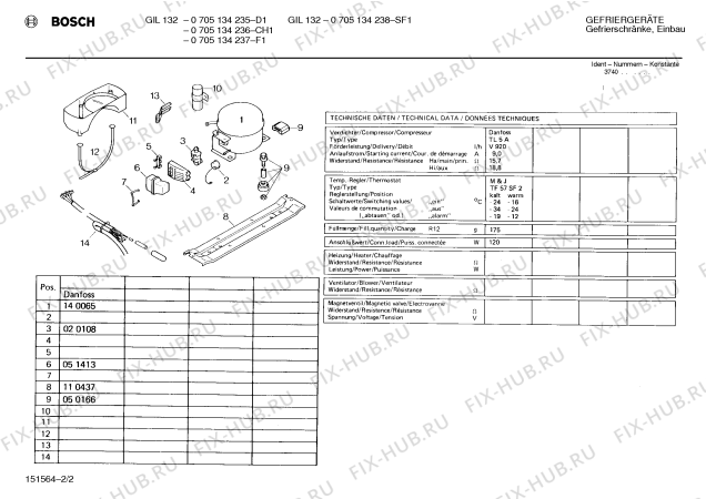 Взрыв-схема холодильника Bosch 0705134235 GIL132 - Схема узла 02
