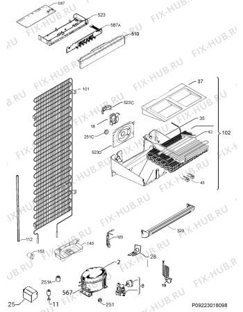 Взрыв-схема холодильника Aeg AGN71200F1 - Схема узла Cooling system 017