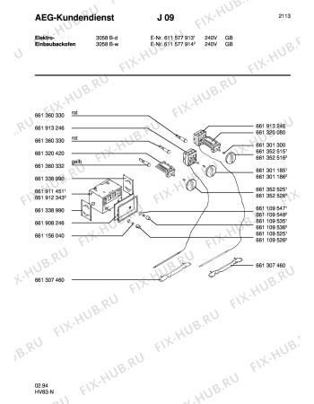 Схема №1 COMP. 305B-W GB с изображением Втулка для электропечи Aeg 8996611095481