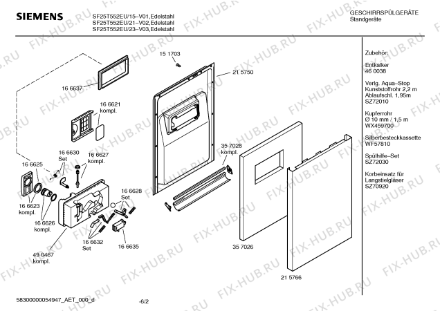 Схема №4 SF25T552EU с изображением Инструкция по эксплуатации для посудомойки Siemens 00590034