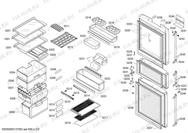 Схема №1 KKE23227TI с изображением Выдвижной ящик для холодильной камеры Bosch 00246281