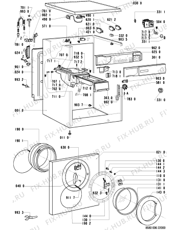 Схема №1 WA 800/1 718 872 с изображением Обшивка для стиралки Whirlpool 481245319549