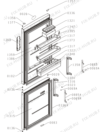Схема №1 NRK6192TX (474608, HZF3369E) с изображением Дверца для холодильной камеры Gorenje 464963