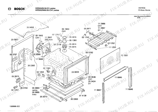 Схема №3 HEE652N66 с изображением Крышка для плиты (духовки) Bosch 00117233