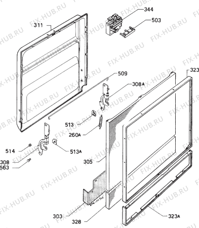 Взрыв-схема посудомоечной машины Zanussi ZW116 - Схема узла Door 003