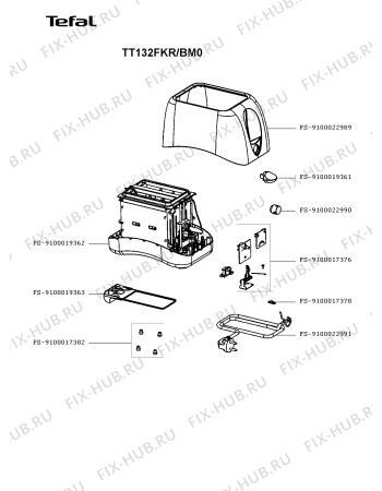 Схема №1 TT132FKR/BM0 с изображением Клавиша для тостера (фритюрницы) Tefal FS-9100022990