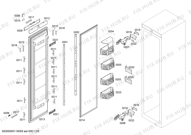 Схема №4 CI24RP00 с изображением Дверь для холодильной камеры Bosch 00605499