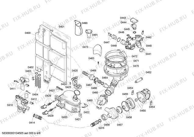 Взрыв-схема посудомоечной машины Siemens SF35T450EU - Схема узла 04