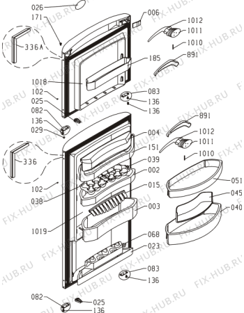 Взрыв-схема холодильника Korting KRF60309.1OC (444731, HZZS3067F) - Схема узла 02