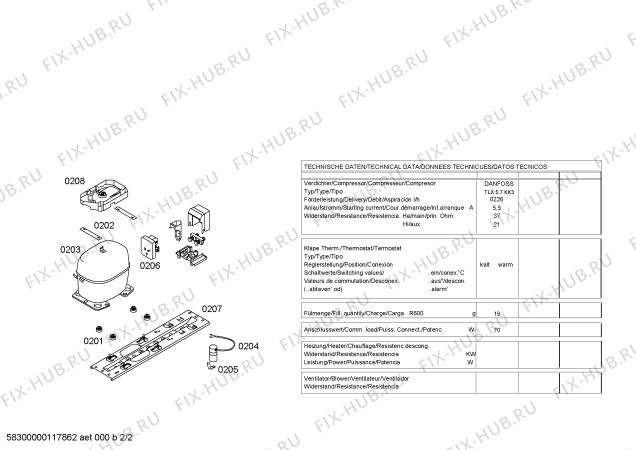 Взрыв-схема холодильника Bosch KTR14V20 - Схема узла 02