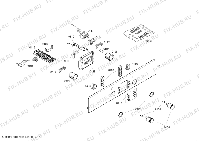 Схема №3 HBN530520A с изображением Панель управления для плиты (духовки) Bosch 00661068