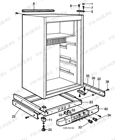 Взрыв-схема холодильника Electrolux S150GE - Схема узла C20 Cabinet  B