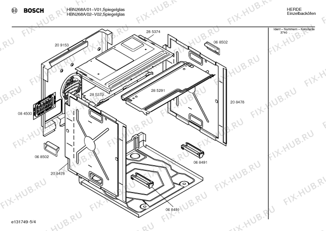 Схема №4 HBN268ASK с изображением Панель для плиты (духовки) Bosch 00285304
