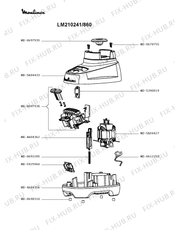 Схема №1 LM210244/BN0 с изображением Крышка для чаши для электромиксера Moulinex MS-4A04386