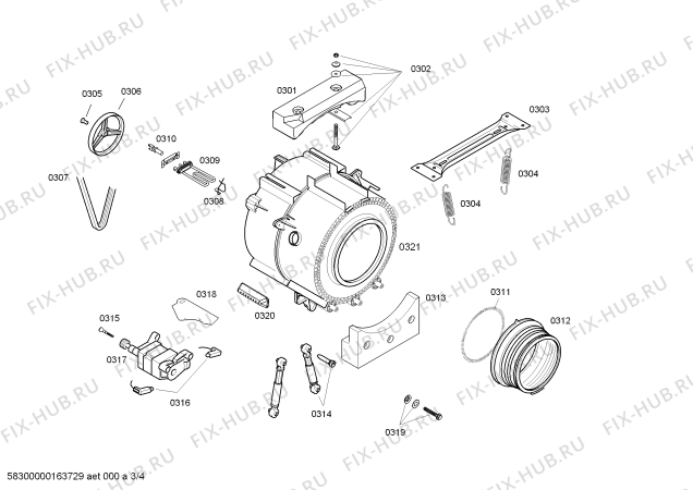 Схема №3 WM08A163II IQ100 с изображением Панель управления для стиралки Siemens 00708957