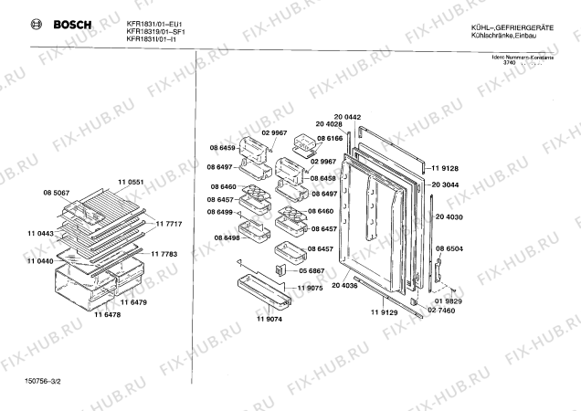 Взрыв-схема холодильника Bosch KFR18319 - Схема узла 02