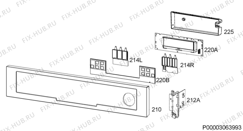 Взрыв-схема плиты (духовки) Electrolux FQV303XEV - Схема узла Command panel 037