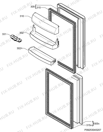 Взрыв-схема холодильника Zoppas PC384NFX - Схема узла Door 003