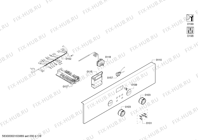 Схема №4 FRMA801 с изображением Панель управления для электропечи Bosch 00748119
